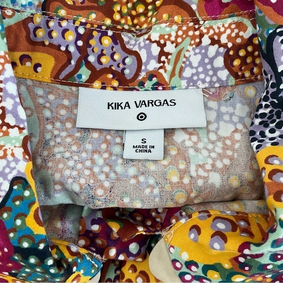 Women’s Floral Scalloped Collar Ballon Sleeve Mini Dress Kika Vargas Size S - Picture 4 of 6